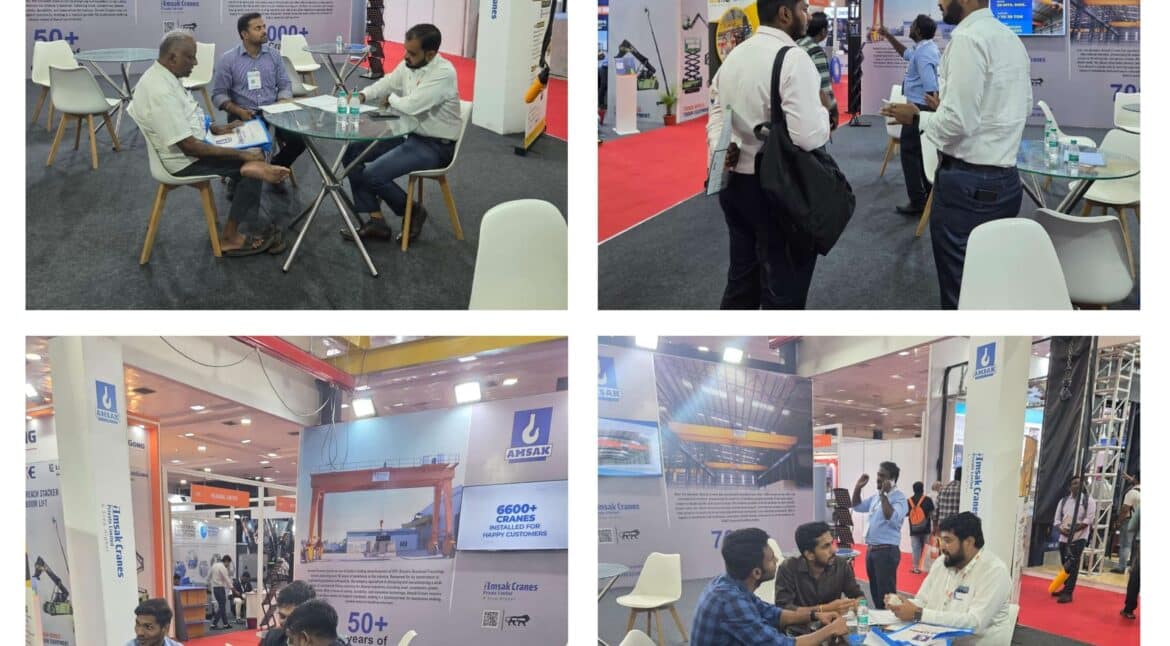 Amsak Cranes LOGMAT 2025 Day 2 — durable crane demo at Chennai Trade Centre