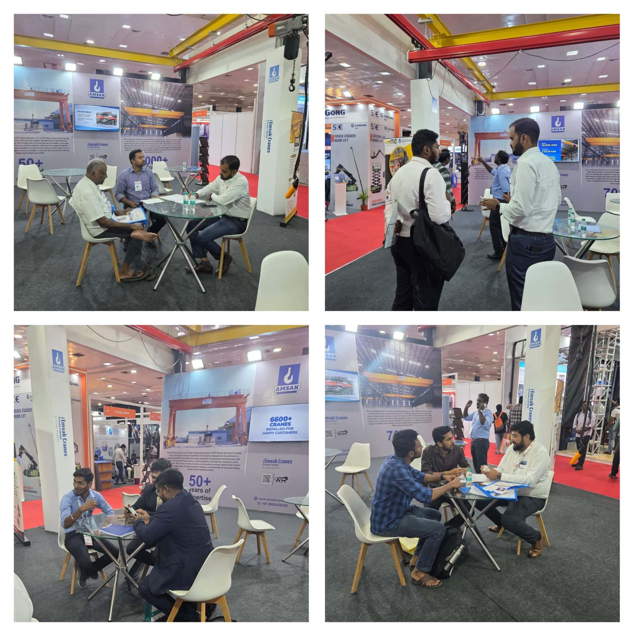 Amsak Cranes LOGMAT 2025 Day 2 — durable crane demo at Chennai Trade Centre