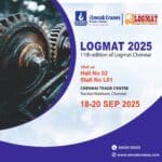 Amsak Cranes at LOGMAT 2025 Stall L01 showcasing industrial cranes