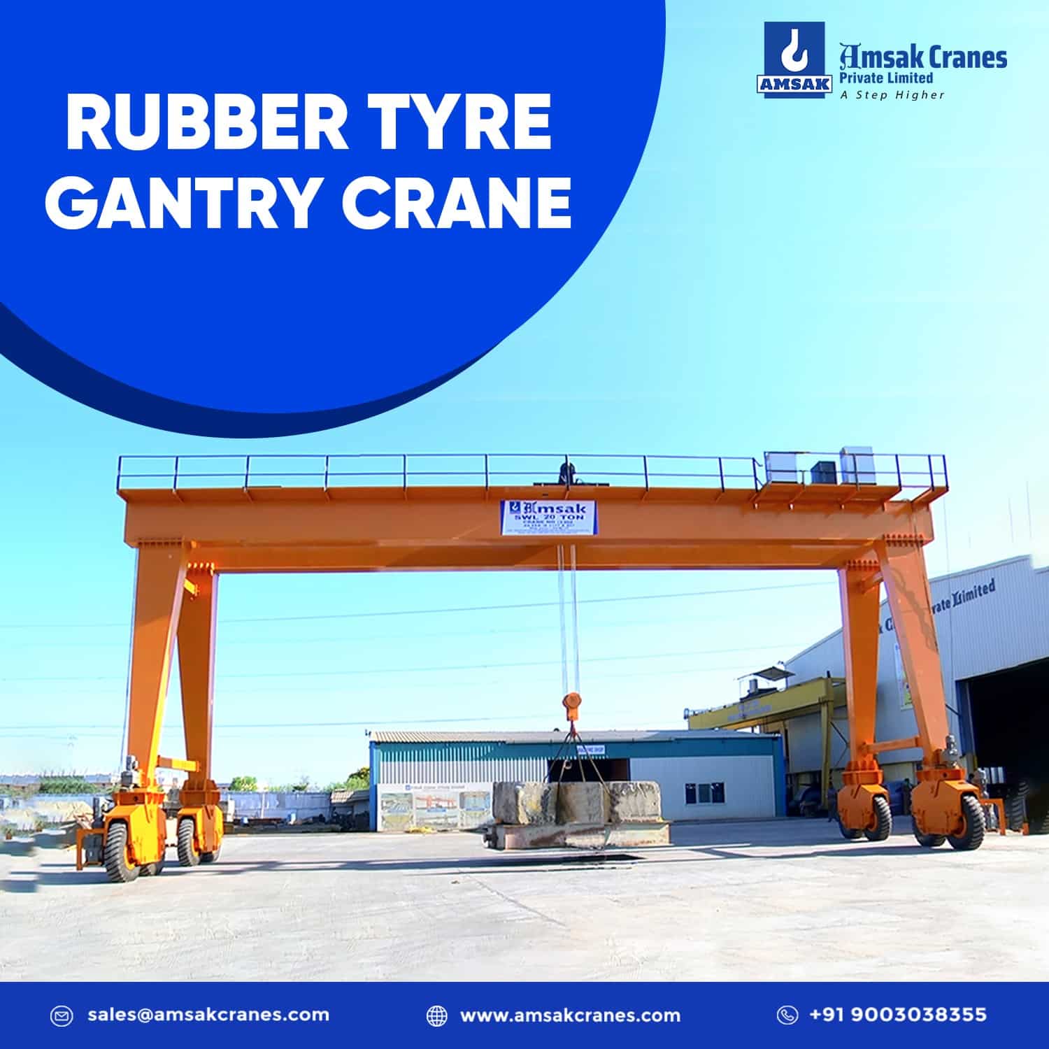 Rubber Tyre Gantry Crane operating in a busy container yard