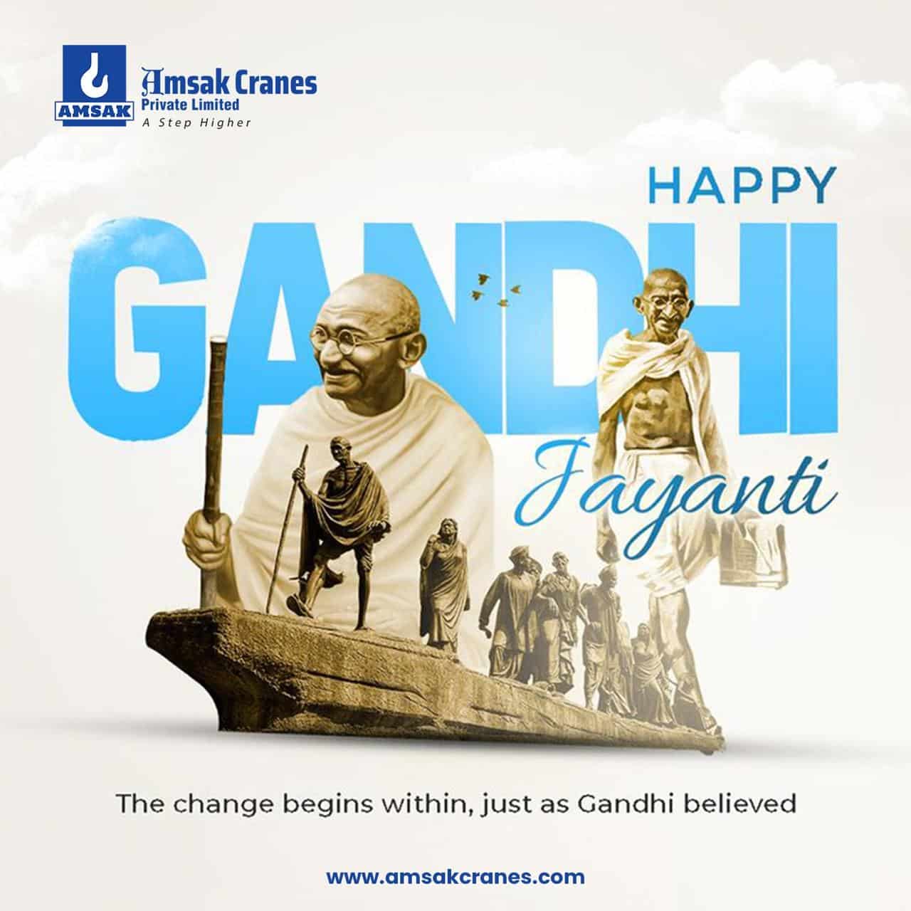 Portrait of Mahatma Gandhi with a subtle engineering-themed backdrop — Gandhi Jayanti 2025 celebration