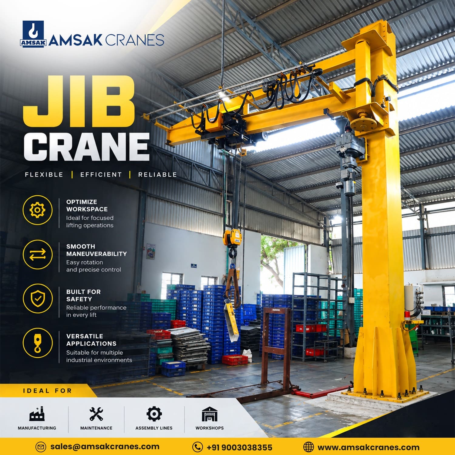Jib Crane Manufacturer in Coimbatore – Amsak Cranes